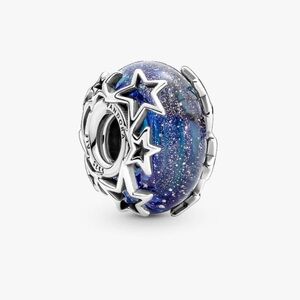 Authentic Pandora Galaxy Blue & Star Murano Charm - NWOT
